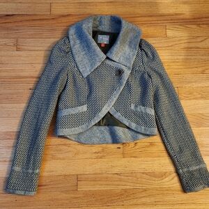 Hinge Asymmetrical Cropped Jacket Size Small Wool/Cotton